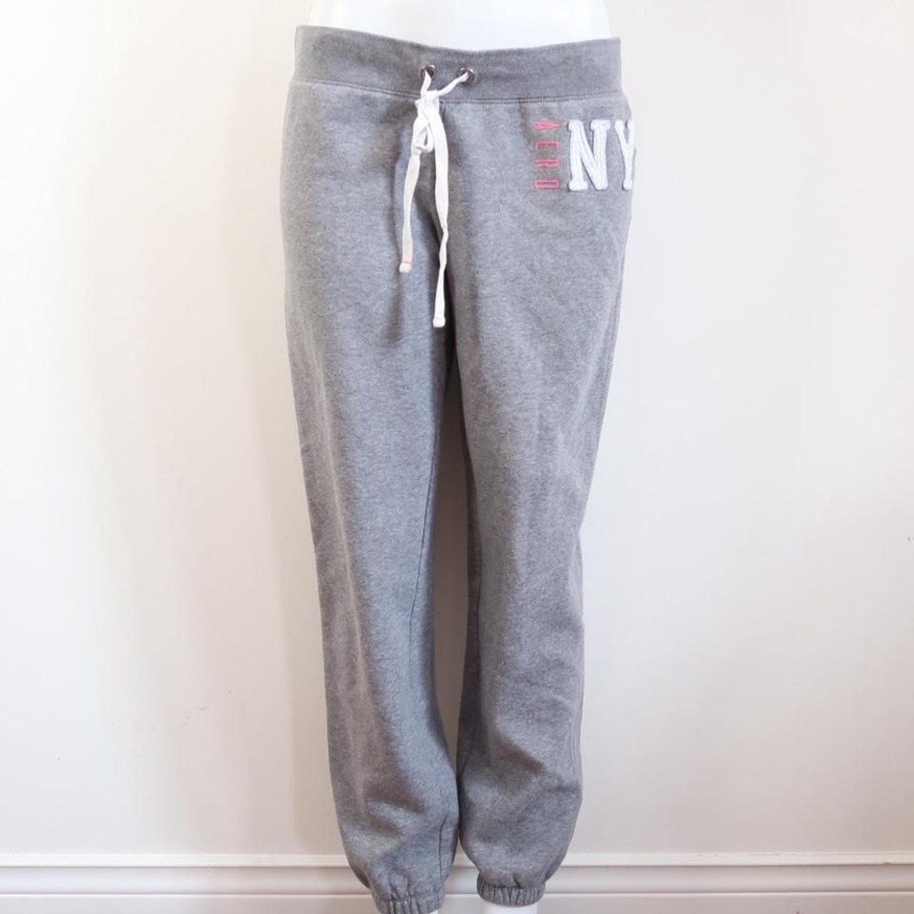 aeropostale grey joggers ny logo y2k sweatpants size L